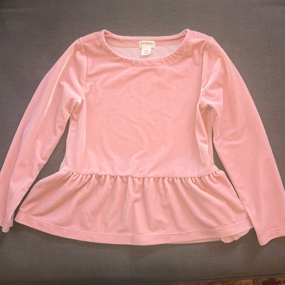 Velvet long sleeve peplum top